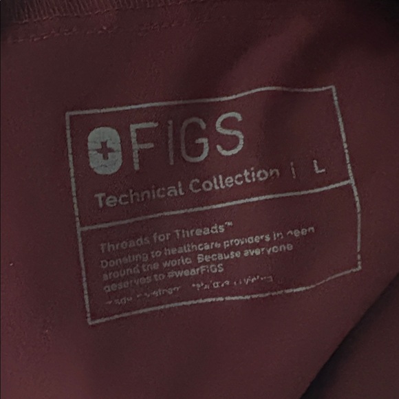 Figs Scrub Set in Burgundy Size Large - Picture 5 of 8